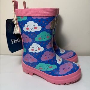 Hatley Kids' Cheerful Clouds Shiny Rain Boots